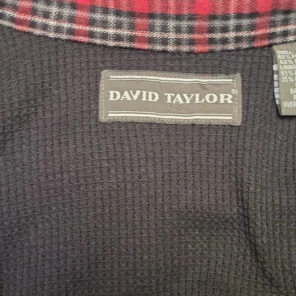 🛍David Taylor Thermal Red Plaid Collared Button Up Flannel Mens Size Large - Picture 3 of 9
